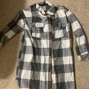 Woman’s long plaid shacket